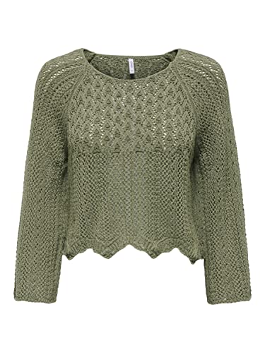 ONLY Damen Onlnola Life 3/4 Pullover KNT Noos, Military Olive, L