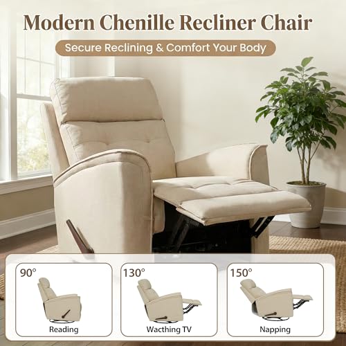 Sillón reclinable manual giratorio beige miniatura 3