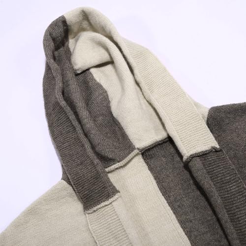 Women 2025 Open Front Long Sleeve Hooded Knit Cardigan Sweater Color Block Outwear Coat,striped loose sweaters3