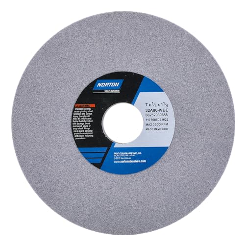 Norton 7" Dia. 1/4" Thick 1-1/4" Hole Size 80 Grit 32A Aluminum Oxide I Hardness Type 1 Surface Grinding Wheel