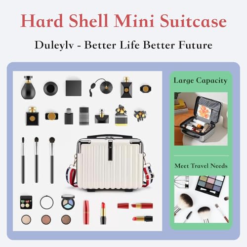 Mini Suitcase Hard Shell Makeup Bag Travel Cosmetic Case Portable Makeup Luggage with Shoulder Strap for Women Dark Grey2