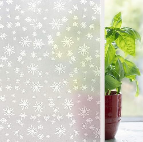 Image of WALLMATE Self Adhesive Window Film Frosted 3D Glass Door Window Frosted Film for Home /Office /Bathroom & Living Room Multicolor Frosted Film (16 x 144 Inch, Snowflake)