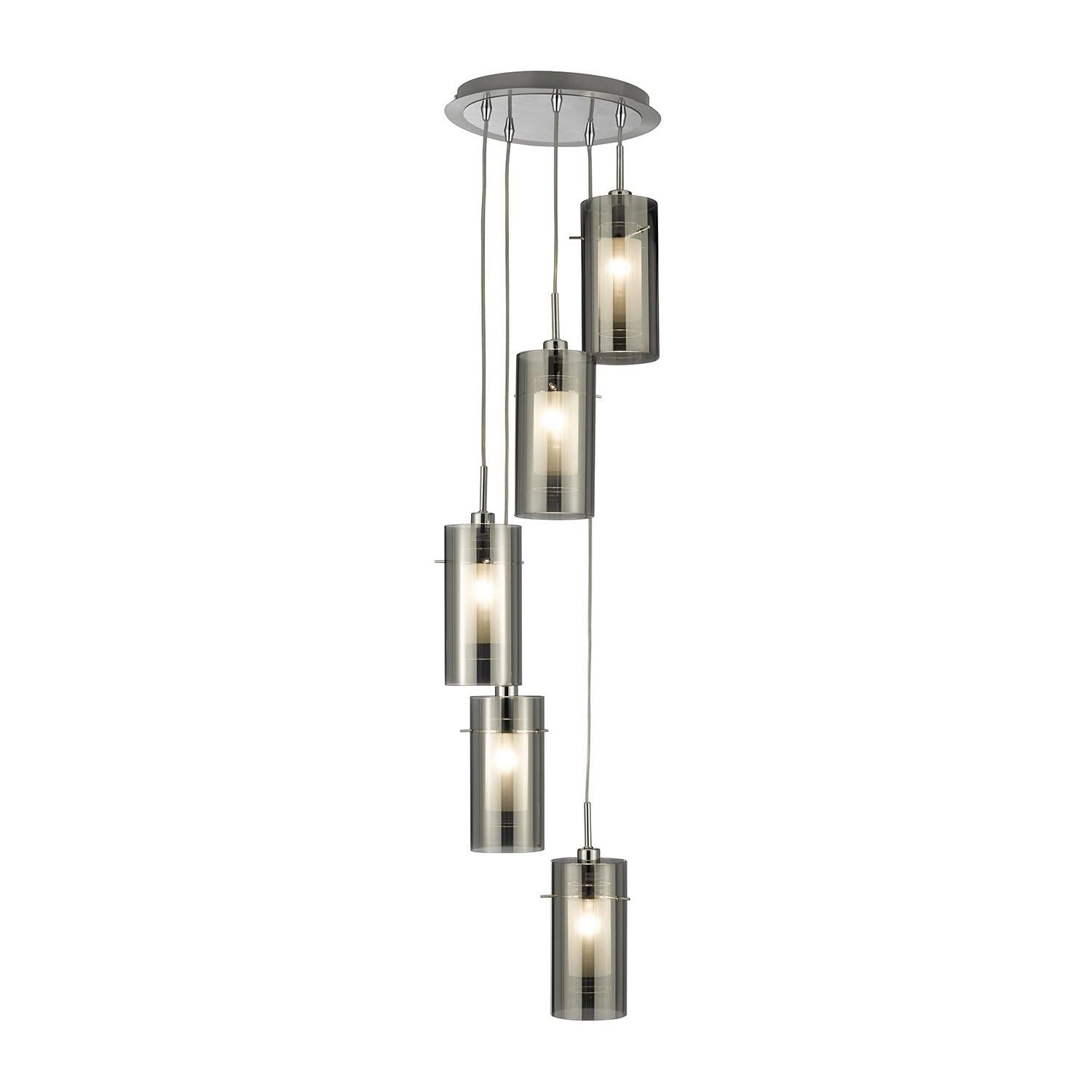 Search 5 Pendant With Smokey Outer And Clear Inner Glass Light