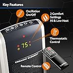 Lasko Oscillating Digital Ceramic Tower Heater for Large Rooms, with Adjustable Thermostat, Timer and Remote Control, 29 Inches, 1500W, Black, 5586 - Image 3