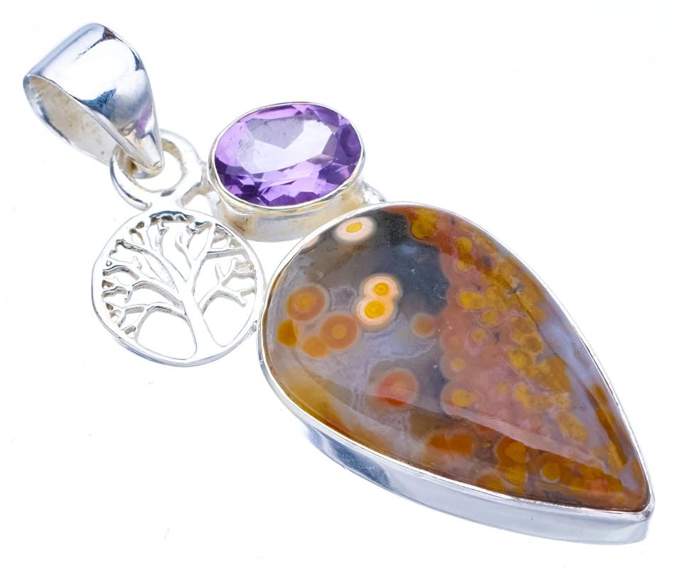 Pendentif jaspe océanique améthyste pour sublimer vos tenues boho