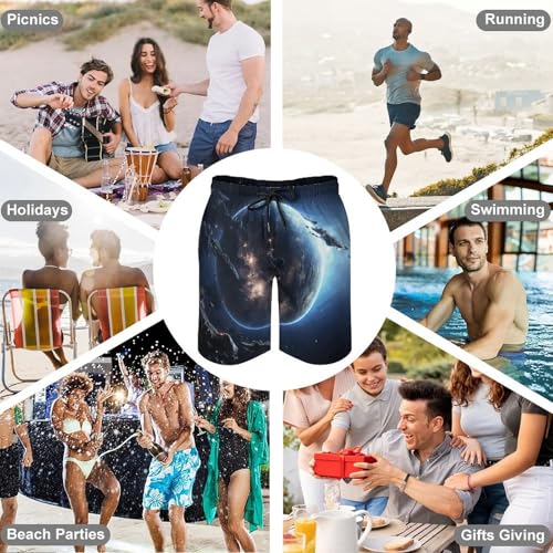 Men's Swim Trunks Quick Dry Board Shorts with Pockets Beach Shorts Earth and Moon Bathing Suits for Men4