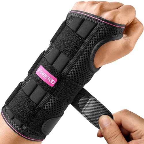 FREETOO Handgelenk Bandagen Karpaltunnel Damen Herren Lang Orthopädische Handgelenkstütze Links für Nacht Tags Atmungsaktiv Handmanschette bei Sehnenscheidenentzündung Verstauchung Arthrose Bruch