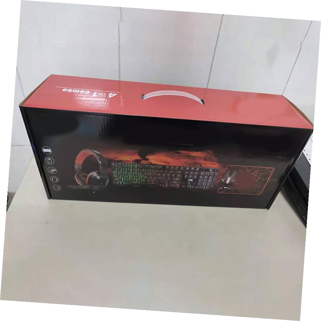 Gadpiparty 1set Mouse Tastiera e Cuffie Ergonomiche Con Retroilluminazione Colorata Accessori Per Gaming e Ufficio Per Appassionati Di Videogiochi e Lavoro Da Casa