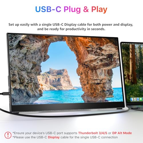 Image of kksmart Portable Monitor for Laptop MacBook Surface PC Xbox PS5, Travel Monitor Second Screen for Laptop, HDMI USB-C VESA Compatible Built-in Speaker, 17.3