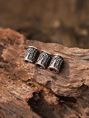 HAQUIL Tree of Life Bead, Yggdrasil Viking Hair Bead, Norse Vikings Runes Hair Beard Beads, Jewelry for Men Women3