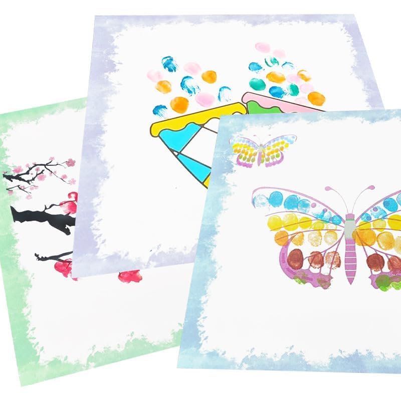 KRIDEZ Finger Painting and Colouring Art Book, Washable Kids Finger Painting Set with Painting Book & 7 Finger Paint, Thumbprint Art and Craft Book for Kids (Pack of 1) (Finger Painting) 1