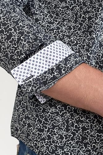 Le Temps des Cerises Fibor Hemd mit Blumenmuster, Schwarz und Weiß, blau, M