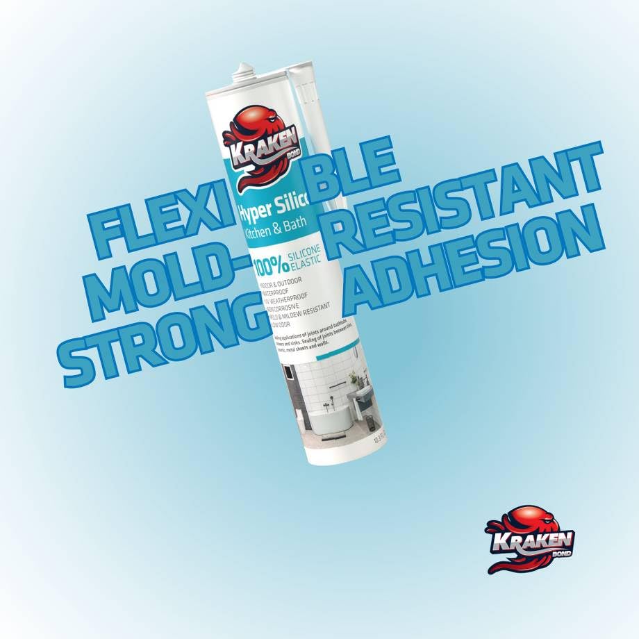 Miniatura 6 de Kraken Bond Sellador de silicona negro resistente al agua Cartucho de 100 a 10 onzas líquidas, RTV silicona para baño y cocina, todo uso, sellador