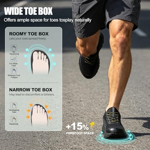 Image of Men's Wide Trail Running Shoes Comfortable Cushioned Hiking Walking Shoes with Arch Support Stability Non Slip Workout Cross Training Sneakers