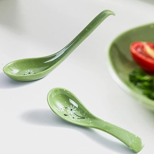 Miniatura 2 de BESTonZON 3 cucharas de sopa asiáticas de melamina cuchara de sopa china cuchara de sopa cuchara de fideos Ramen cucharas para el hogar cocina verde
