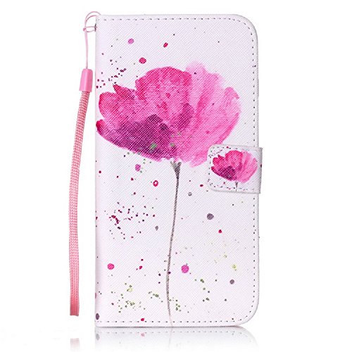 iPhone 8 cas, iPhone 7 et iPhone 8 cas de portefeuille en cuir, Gozing Premium PU portefeuille en cuir Flip Case avec titulaire de la carte de crédit pour iPhone7 / 8 - fleur rose