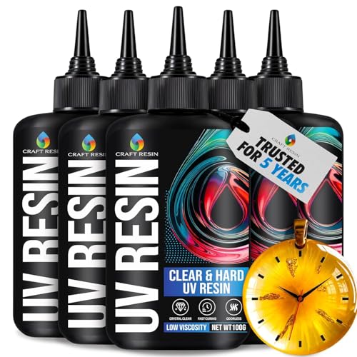 CRAFT RESIN 500g Resine UV Transparente Kit – Type Dur, Faible Viscosité Colle et...