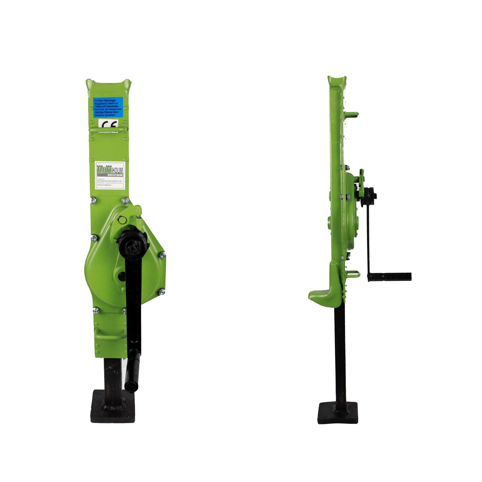 TRUTZHOLM Stahlwinde 3t Stockwinde Zahnstangenwinde 3000 kg 72,5-109,5 cm Höhe auomatische Bremse große Grundplatte Hubwinde Hebewinde Zahnstangenheber