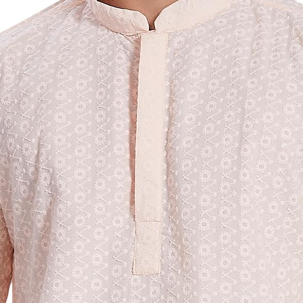 Divisive Men's Sequince Embroidered Cotton Blend Only Slim Fit Kurta (Dkrt1121_5Xl_Peach)