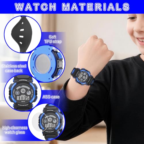 Image of Edillas Kids Digital Watch 7 Colors 50M Waterproof Sport Alarm Boys 7-15