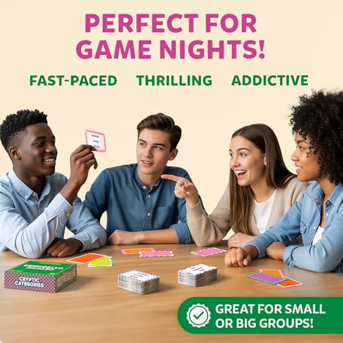 Image of Gouda Games Cryptic Categories - Quick-Thinking Brain Game, Fast-Paced Word Unscramble Card Game for Kids, Teens & Adults, Perfect for Game Nights, Gift for Ages 10, 11, 12 and Up, 3-8 Players