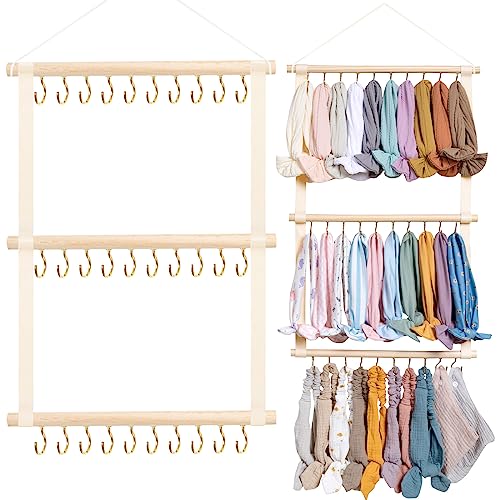 Image of POVETIRE Headband Holder Head Bands Organizer for Girls, Baby Headbands Hair Accessories Organizer Storage Wall Hanging Decor for Nursery Toddler Girls Room… (Beige-1)
