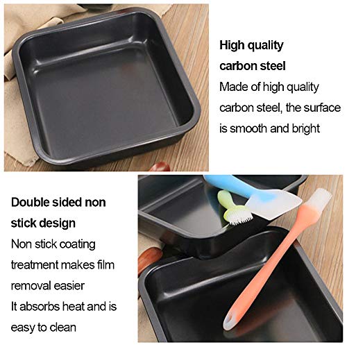 Suny Smiling 2 Pack 8 Inch Square Cake Pan, Nonstick Bakeware Carbon Steel Toast Mold Baking Tray for Cakes, Bread, Pizza - Thumbnail 6