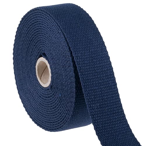 Shelver Heavy Duty Cotton Webbing Strap, 1 or 1.5 Inches and Colours, 5m (Navy, 38mm), 38mm / 5 Metres