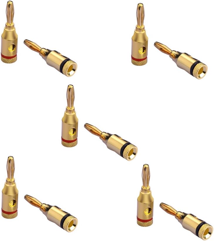 EIGHTNOO 4mm Banana Speaker Plug 24K Gold Plated for Audio Video