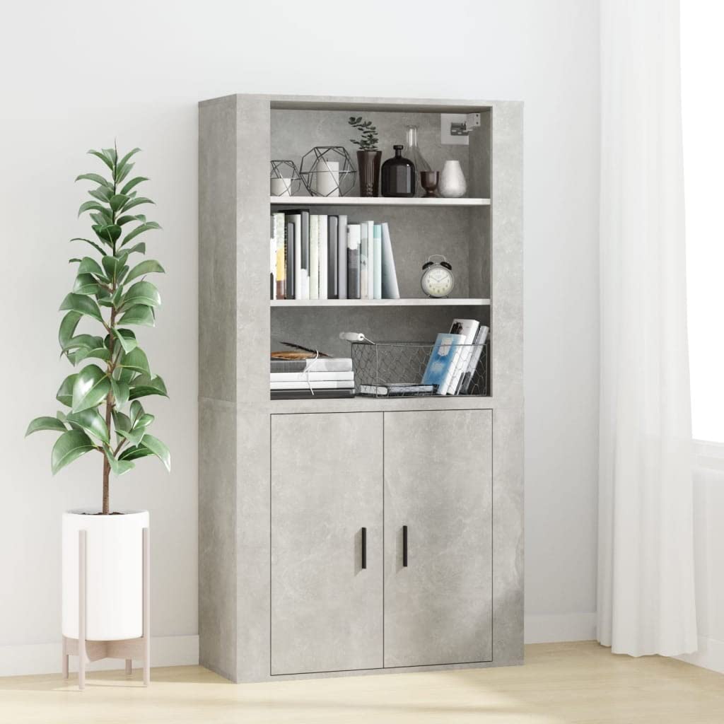 Mobilna szafka ścienna na przybory kuchenne, 80 x 33 x 80 cm, szare wykończenie cementowe, wszechstronne przechowywanie do sypialni, salonów, łazienek, kuchni i gabinetów, trwała konstrukcja ze