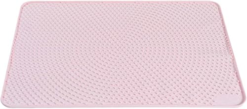 Alfombra de arena para gatos POPETPOP impermeable, fácil de limpiar para caja de arena antideslizante para gatos (rosa)