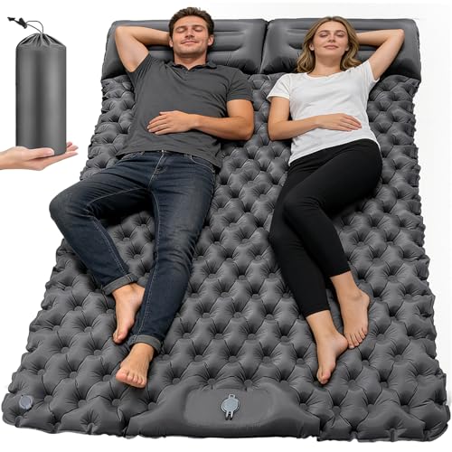 PQETBV Materassino Doppio Autogonfiante per Campeggio, Materassino Autogonfiabile con Pompa a Pedale, Ultraleggero Materasso Gonfiabile Campeggios con Cuscino per Outdoor,Arrampicata,Campeggio,Pesca