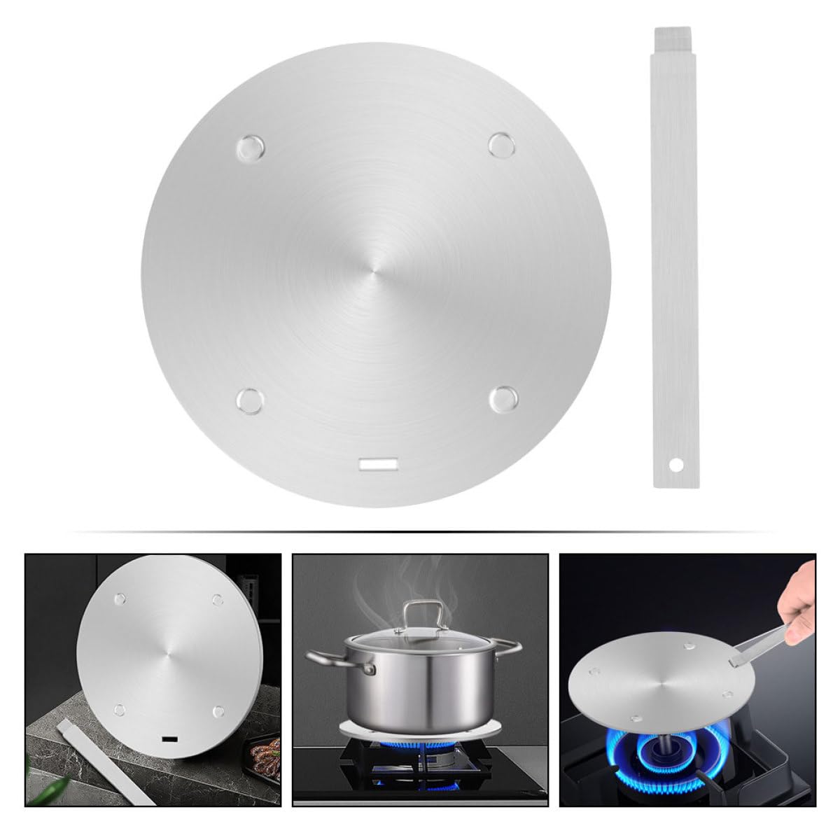 Placa Adaptadora Difusor de Calor de Acero Inoxidable para Inducción Resistente y Fácil de Limpiar Adecuado para Utensilios de Cocina en Gas y Eléctrica