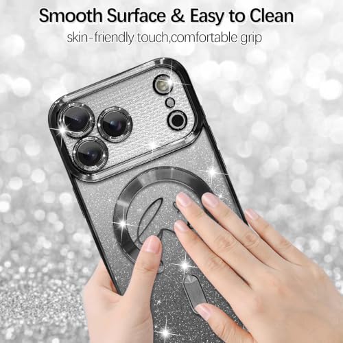 Image of ZIYE Magnetic Case Designed for iPhone 18 Pro Max Glitter Case -Black