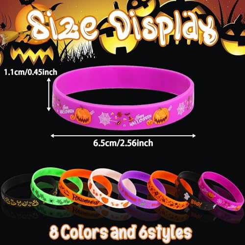 Image of JUNEBRUSHS 64pcs Halloween Party Favors Silicone Bracelets Rubber Wristband