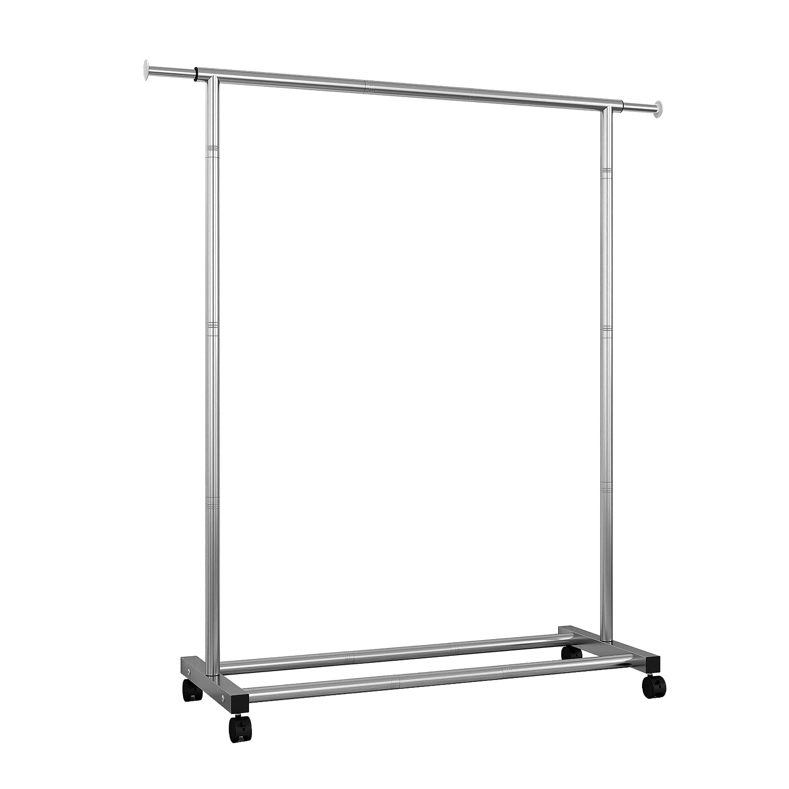 Clothes Rack for Hanging Clothes,Free-standing Clothing Racks with Wheels,Scalable Garment Rack,Silvery