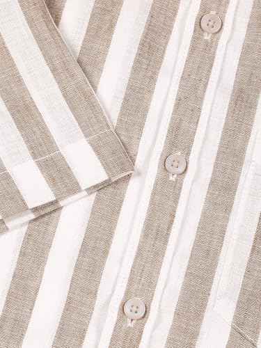 Image of Thomas Scott Men's | Stripes | Half Sleeve | Slim Fit | Linen Blend | Spread Collar | Casual Shirt