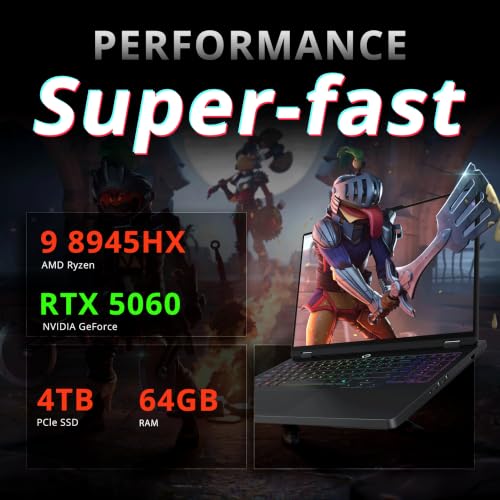 Image of Lenovo Legion Pro 5 16 inch 240Hz WQXGA Gaming Laptop, AMD Ryzen 9 8945HX, NVIDIA GeForce RTX 5060 8GB GDDR7, 64GB RAM, 5TB Storage(4TB SSD+1TB Docking Station), RGB Backlit Keyboard, Win 11 Pro, Black