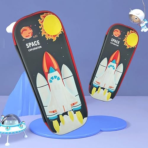 Image of EVA Large Capacity Stationery Box 3D Cartoon Pen Pencil case Multi-Compartment for School Students with Zip Closure -Best Birthday Gift for Girls, Boys & Kids (Space Exploration)
