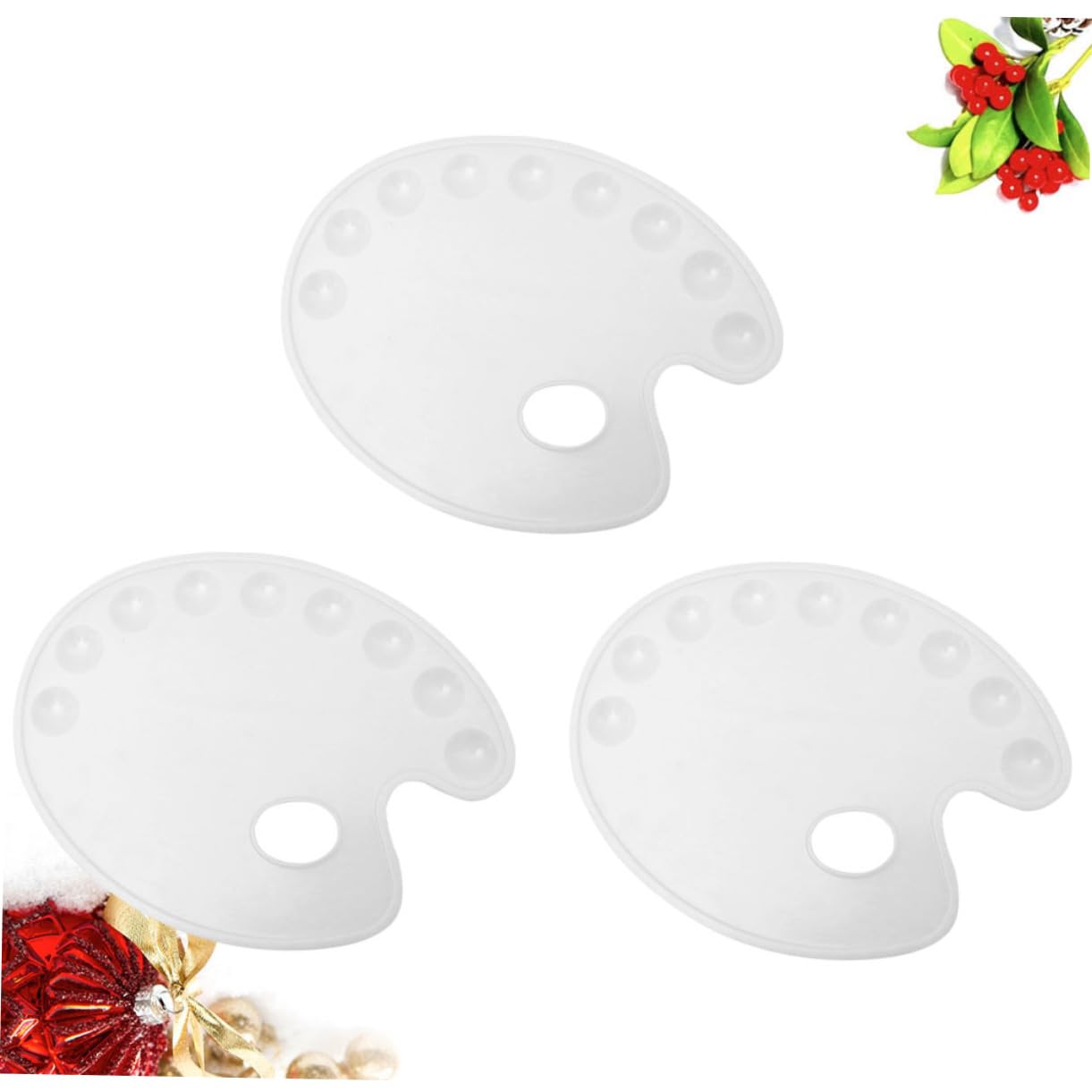 DOITOOL 3PCS Portable Color Mixing Board Hand Grip Oval Paint Palette for Artists Students Hobbyists Lightweight Mixing Tray White