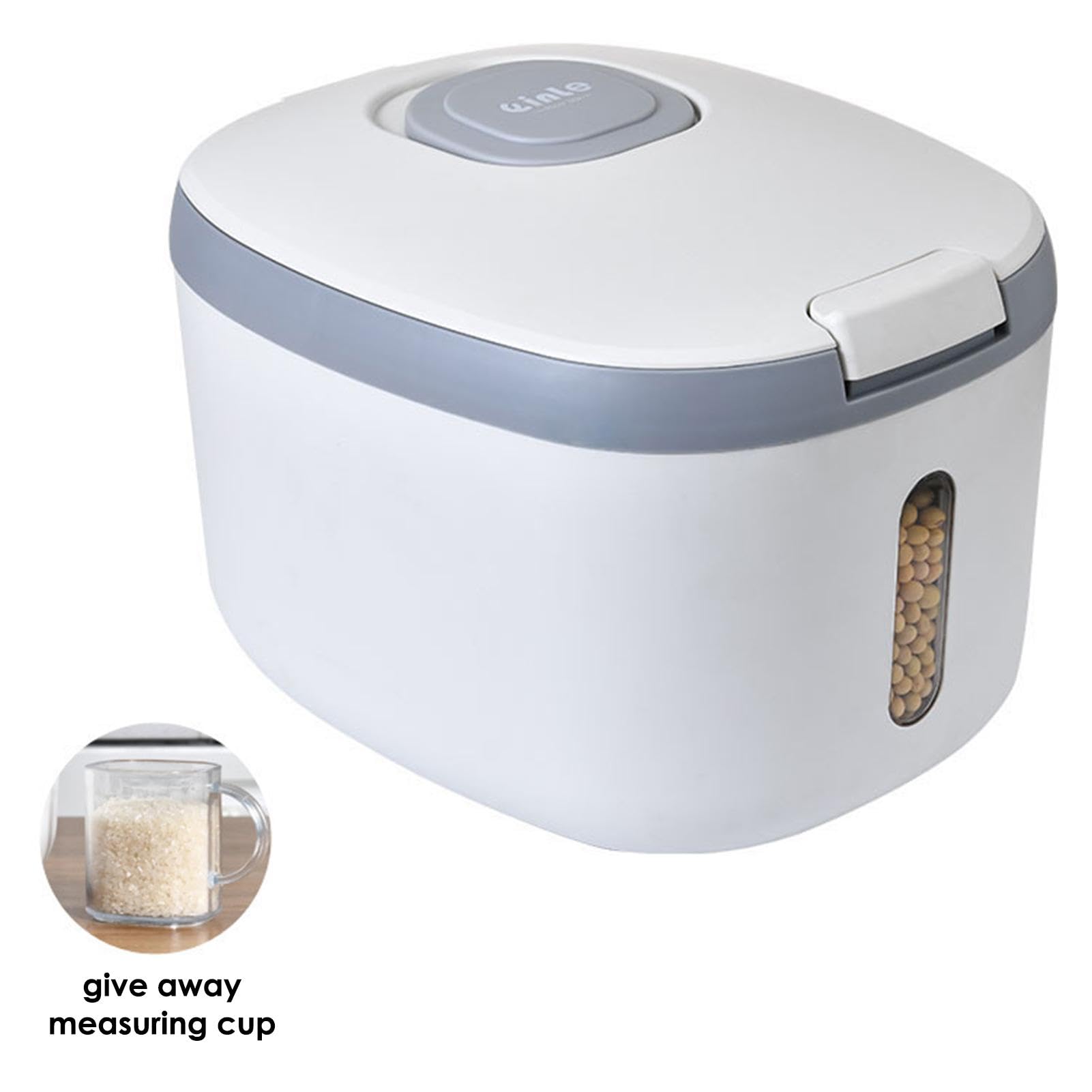 Dispenser automatico di riso, dispenser per riso e cereali, salvaspazio, a prova di umidità, con misurino, elegante dispenser per cereali da cucina