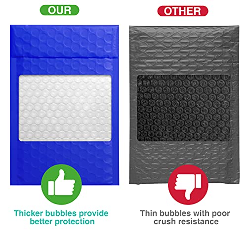 Image of Metronic Bubble Mailers 4x8 inch 50 Pack Royal Blue Waterproof Padded Envelopes | Usable Size 4x7 Self Seal Adhesive Bubble Envelopes Padded Mailers for Small Business Shipping Envelopes for Cards