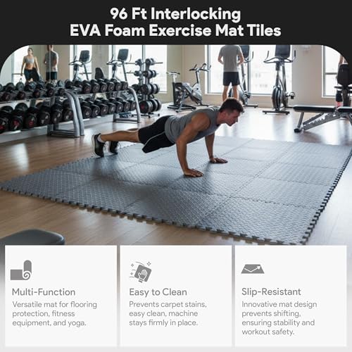 image for BalanceFrom 24x24 Inch EVA Interlocking Foam Exercise Tile Mat – Non