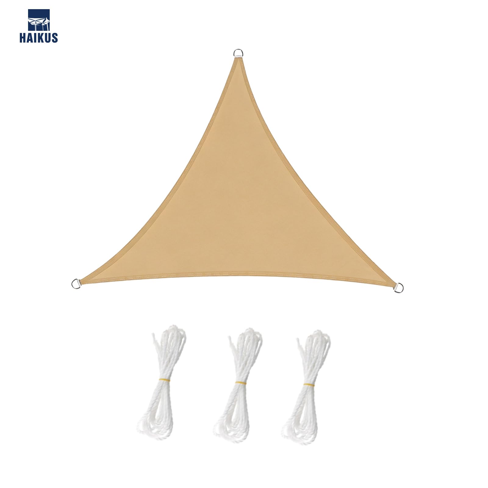 HAIKUS Voile d'ombrage Imperméable Triangulaire 4x4x4m, Toile Ombrage PES Résistant à l'eau, Filet dombrage Triangle 4m Résistant 98% Protection Rayons UV pour Patio Jardin Extérieur, Sable 4x4x4