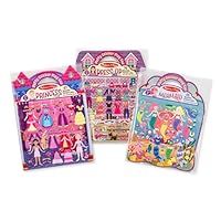 Melissa & Doug Puffy Sticker Activity Books Set of 3 – Dress-Up, Princess & Mermaid, with 208 Reusable Stickers and Fold-Out Scenes, Mess-Free Travel Toys for Kids Ages 4+ - FSC Certified