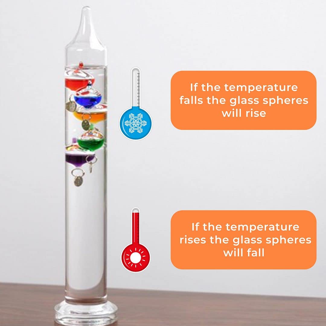 Shop LC Galileo Thermometer Glass with Multicolor Floating Spheres Balls  Weather Predictor Office Home Desk Table Decorations Indoor Decorations  Gifts