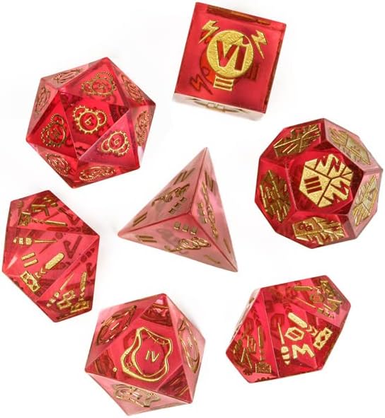 Miniatura 3 de Artificer Alchemist - Juego de dados DND afilados con caja de dados de cuero  para Calabozos y Dragones DD borde afilado dados de resina poliédrica