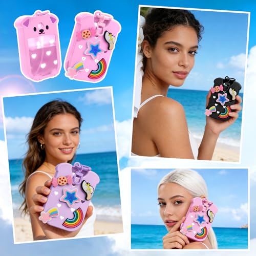 Image of Mity rain Hand Sanitizer Spray Case Compatible With Touchland, Cute Silicone Hand Sanitizer Holder Keychain with 4 Charms, Portable Refillable Sanitizer Accessory, Gift for Women And Teens