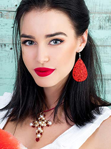 Hicarer 25 Pairs Faux Leather Earrings for Women Teardrop Dangle Lightweight Leaf Earrings for Christmas Birthday Gift4