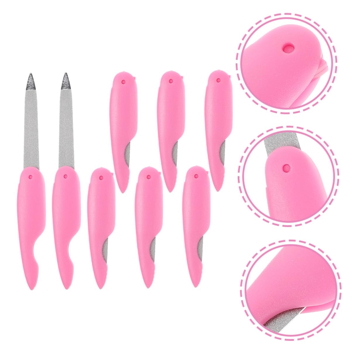 Set 8 Lime Unghie Pieghevoli Rosa Abs Metallo per Manicure | Uso Salone e Casa, Levigatura e Rifinitura Superfici, Formato Mini Facile da Usare